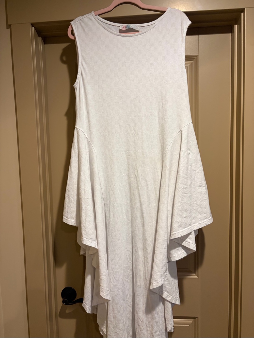Free People FP Beach Mia Midi Dress White Checkerboard Asymmetrical Ruffle S